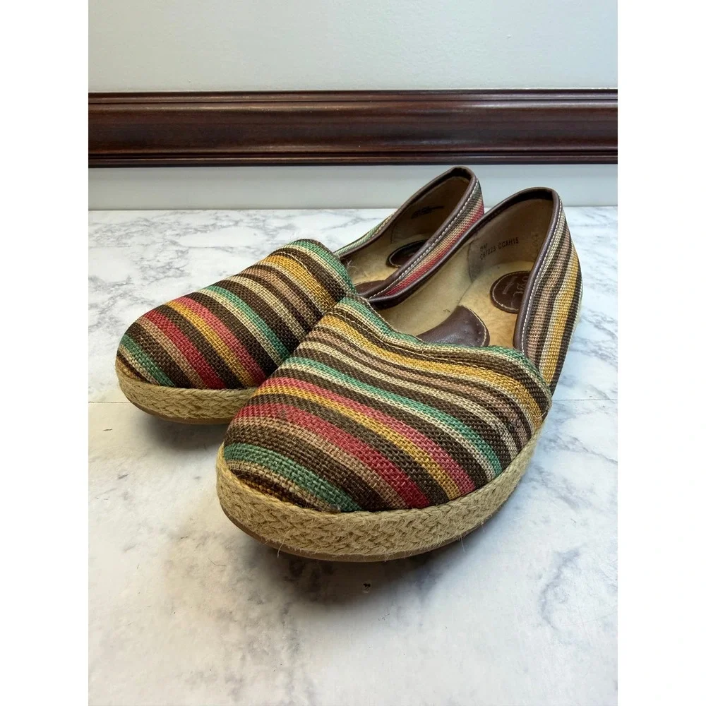 b.o.c. Born Concept Women 8M Striped Espadrille Flats Multi Color C87223 CCAH15